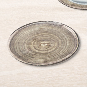 wooden slice round paper coaster