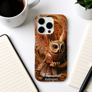 Wooden Snow Owl Soaring iPhone 16 Pro Case