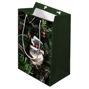 Wooden Snowman Face Medium Gift Bag