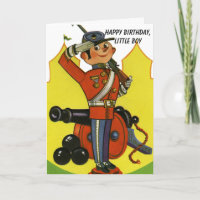 Wooden Soldier with Cannon Happy Birthday Boy Old