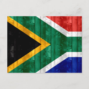 Wooden South African Flag Postcard
