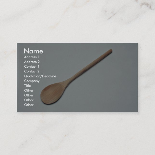 Wooden spoon for kitchen work business card (Front)