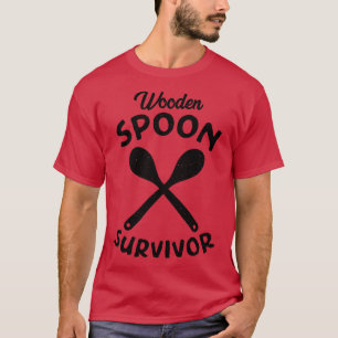 Wooden Spoon Survivor Distressed Black Text T-Shirt