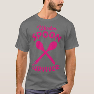 Wooden Spoon Survivor Distressed Deep Pink Text T-Shirt