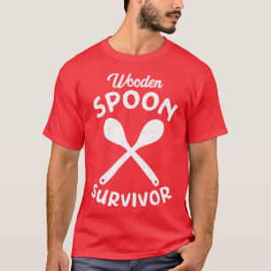 Wooden Spoon Survivor Distressed White Text T-Shirt