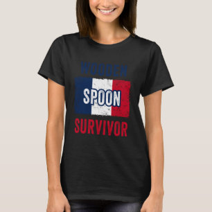 Wooden Spoon Survivor France Flag Funny Childhood T-Shirt