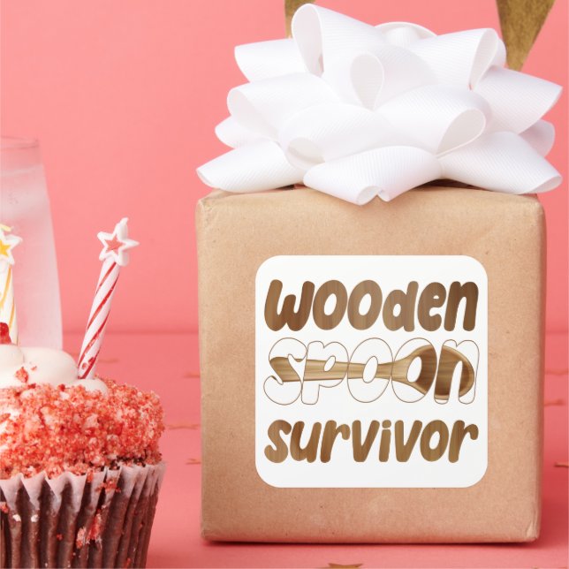 Wooden Spoon Survivor Funny Italian Fun Expression Square Sticker (Party)