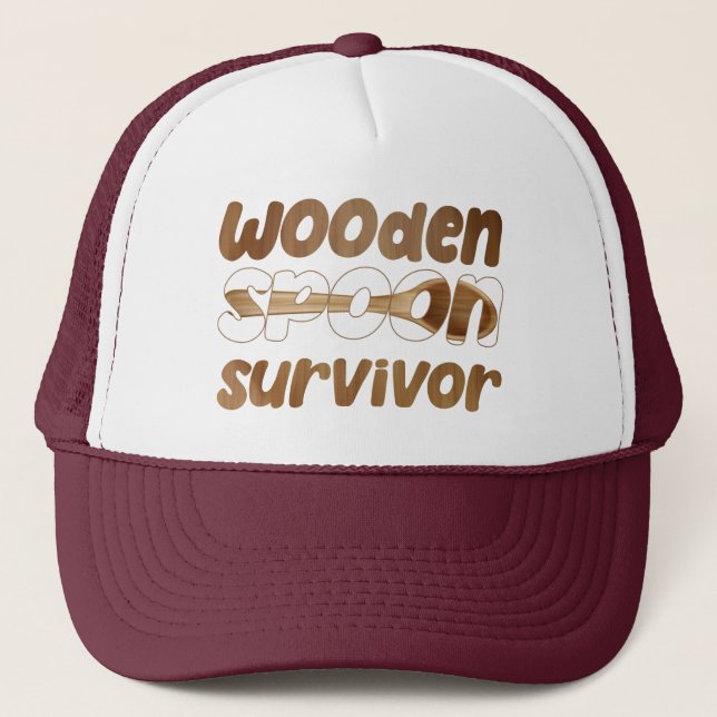 Wooden Spoon Survivor Funny Italian Fun Expression Trucker Hat (Front)