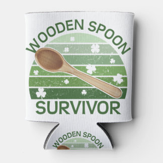 Wooden Spoon Survivor Funny St Paddys day Design Can Cooler