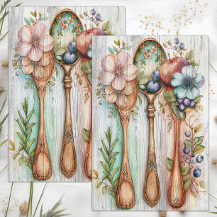 WOODEN SPOONS FLORAL DECOUPAGE TISSUE PAPER