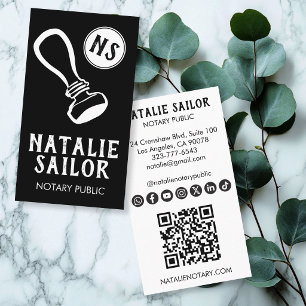 Wooden Stamp Logo Notary Public CUSTOM Social Icon Business Card
