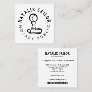 Wooden Stamp Logo Notary Public CUSTOM Social Icon Square Business Card