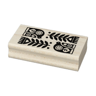 Wooden Stamp - Scandinavian Folk Art Flowers Birds