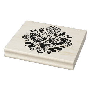 Wooden Stamp - Scandinavian Folk Art Pattern Birds