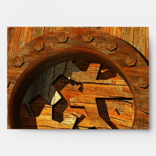 wooden steampunk clockwork envelope