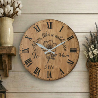 Wooden Style Wild Rose Wall Clock for Mom