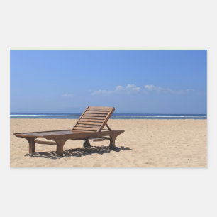 Wooden sunbed rectangular sticker