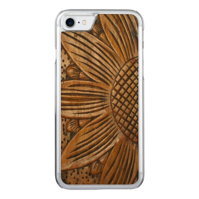 Wooden Sunflower Print Carved® Wood Carved Wood iPhone Case (Back)