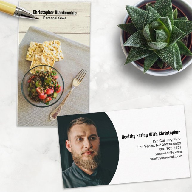 Wooden Table Meal Setting Custom Photo Business Card (Creator Uploaded)