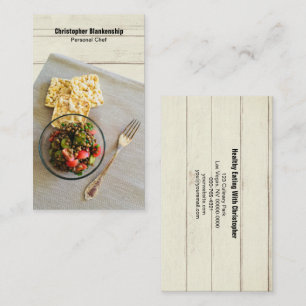 Wooden Table Place Setting Personal Chef Custom Business Card