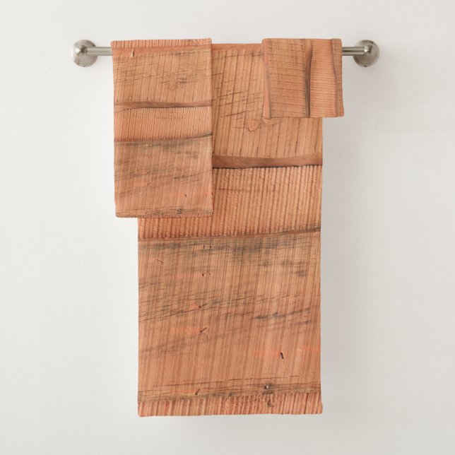 Wooden texture bath towel set (Insitu)