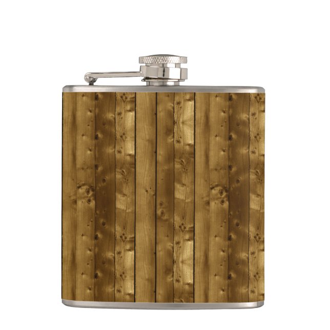 Wooden Texture Hip Flask (Front)