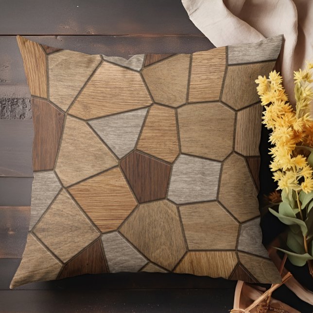 Wooden Texture Mosaic Art Cushion (Creator Uploaded)