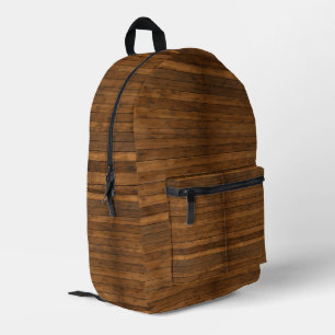 Wooden Texture Printed Backpack