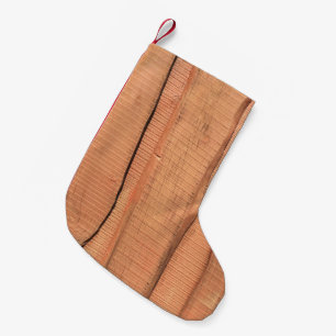 Wooden texture small christmas stocking