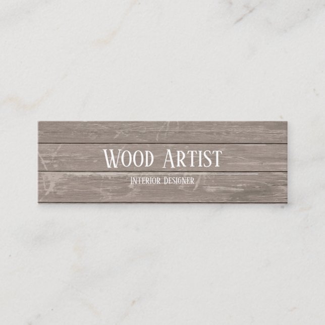 Wooden Texture Style Mini Business Card (Front)