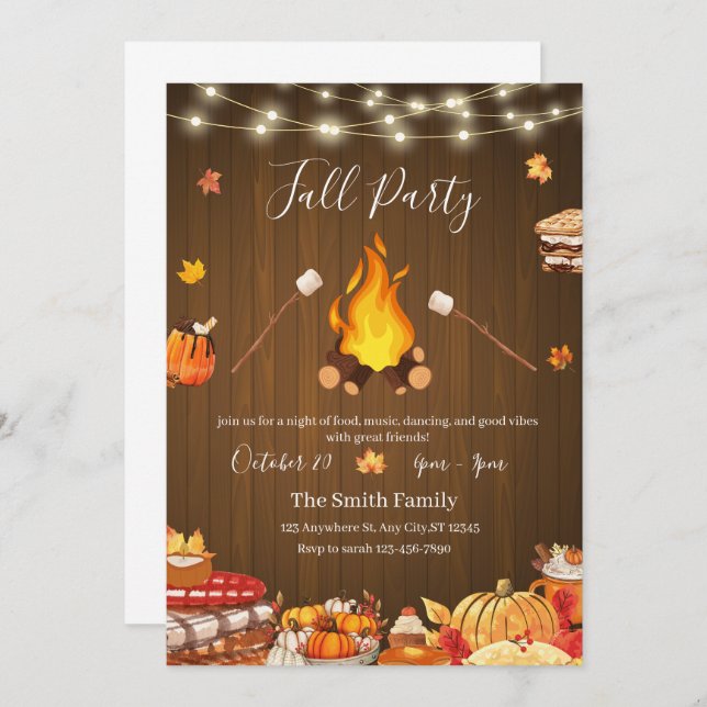 wooden thanksgiving gathering party  invitation (Front/Back)