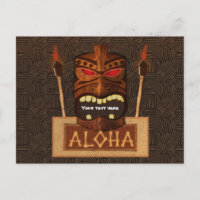 Wooden Tiki Mask Vintage Retro ALOHA Luau Party
