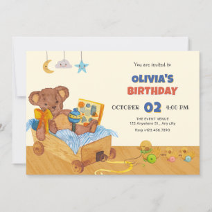 Wooden Toys baby birthday Invitation