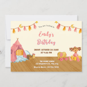 Wooden toys birthday invitation