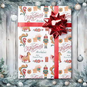 Wooden Toys Merry Christmas Personalised Wrapping Paper