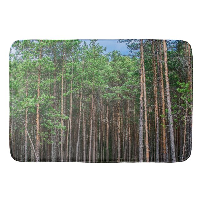 Wooden trail in pine forest bath mat (Front)