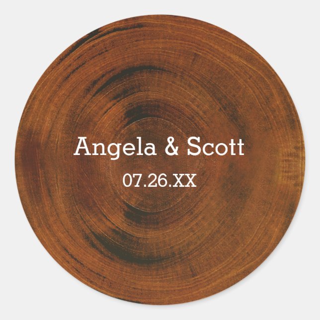 Wooden Tree Stump Rustic Wedding Party stickers (Front)