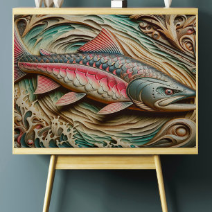 Wooden Trout Decoupage Tissue Paper