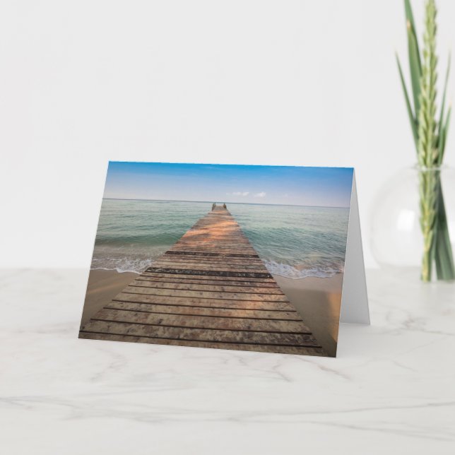 Wooden Walk Path and Sea in Summer Card (Front)