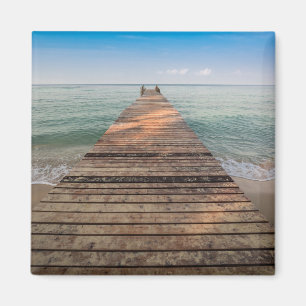 Wooden Walk Path and Sea in Summer Magnet