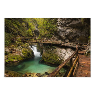 Wooden walkway through Vintgar Gorge canyon Photo Print