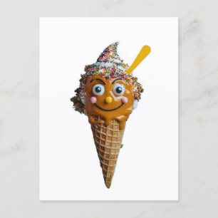 Wooden wall painting with ice cream design. postcard