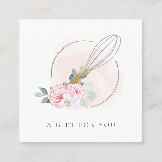 Wooden Whisk Blush Pink Floral Gift Certificate (Front)