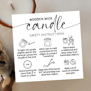 Wooden Wick Candle Care Thank You Card Elegant