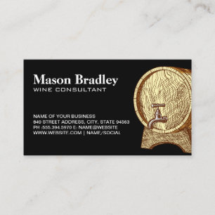 Wooden Wine Barrel Spout Business Card