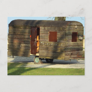 Wooden WOOD Carvan Trailer Postcards