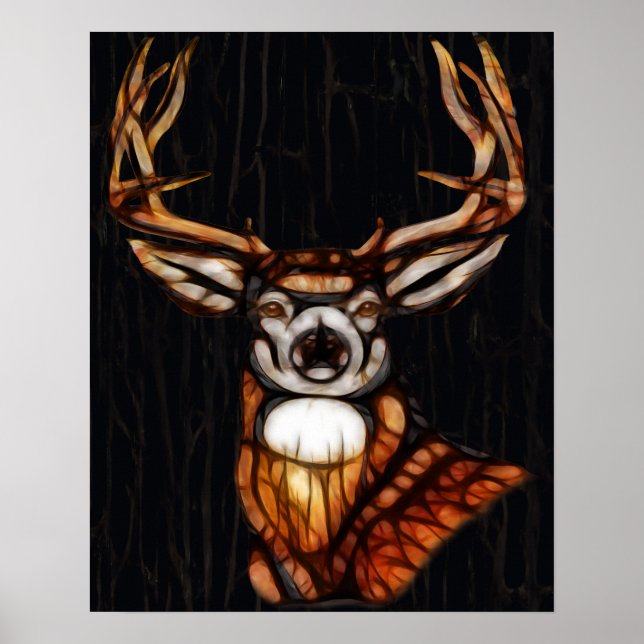 Wooden Wood Deer Rustic Country Cabin Unique Art Poster (Front)