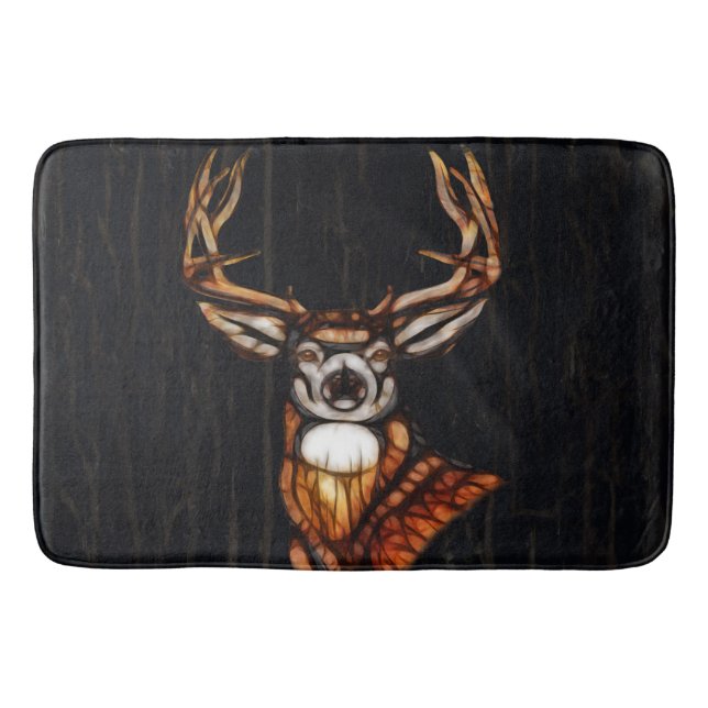 Wooden Wood Deer Rustic Country Personalised Bath Mat (Front)