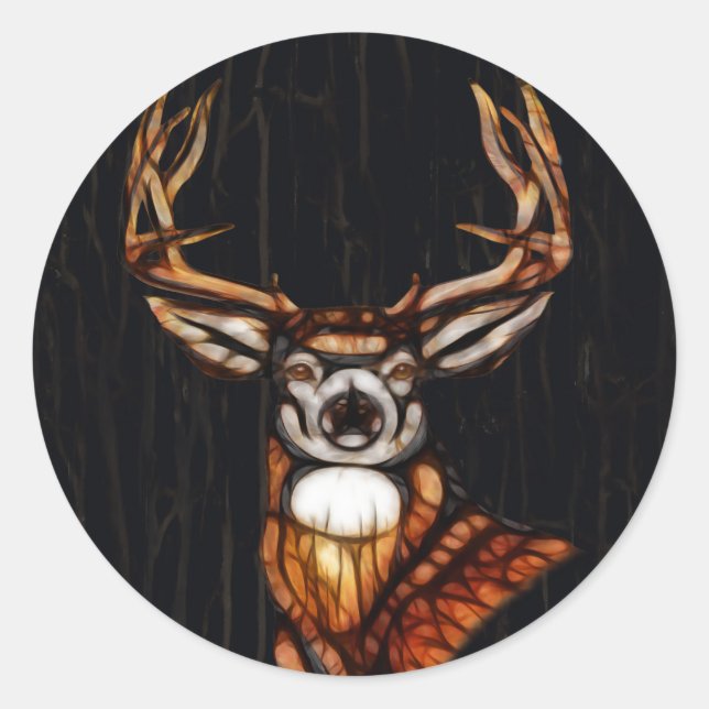 Wooden Wood Deer Rustic Country Personalised Favou Classic Round Sticker (Front)