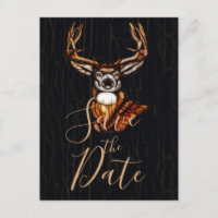 Wooden Wood Deer Rustic Country Save the Date